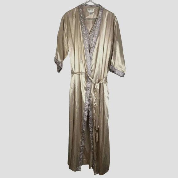 Cabernet Sleepwear Nightgown and Robe Set Champangne Color SZ M